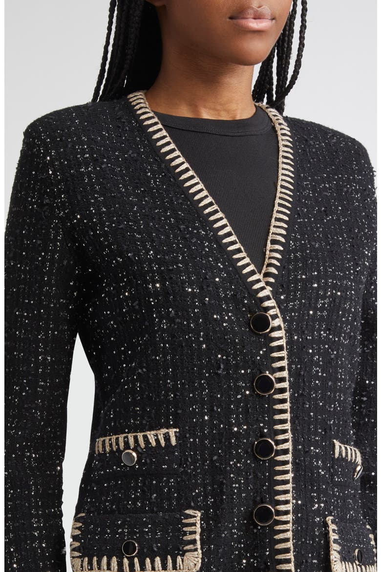 Ceriani Metallic Knit Jacket, Alternate, color, BLACK
