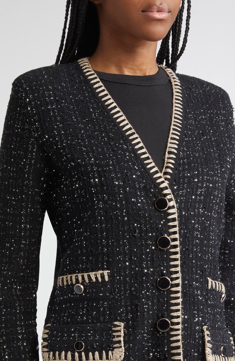 Veronica Beard Ceriani Metallic Knit Jacket, Alternate, color, Black