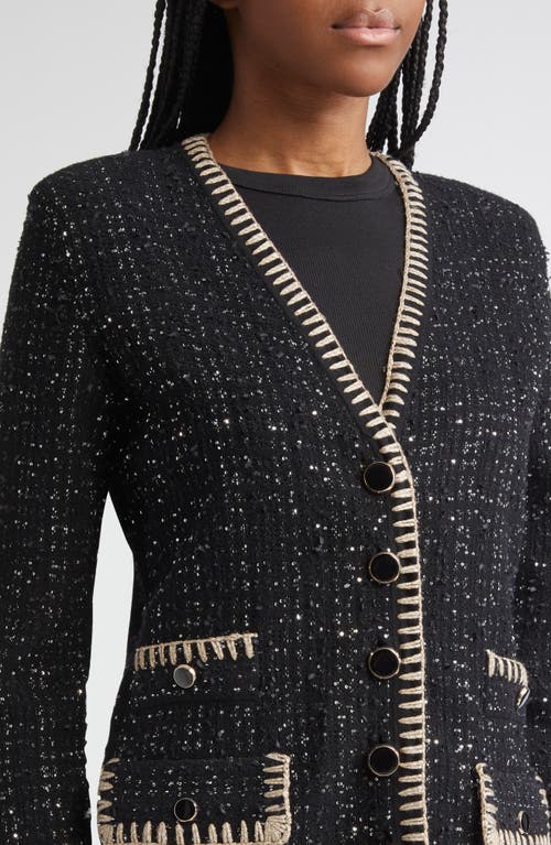 Veronica Beard Ceriani Metallic Knit Jacket In Black