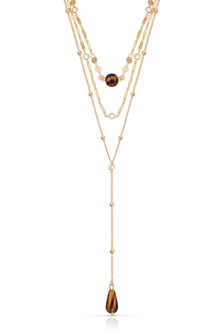 Forever Falling Tiger's Eye Layered Necklace, Alternate, color, TIGERS EYE