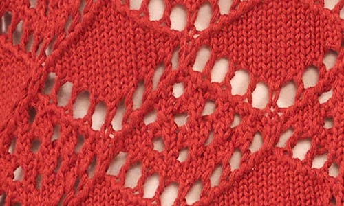 Vince Camuto Plus Size Pointelle Cotton Cardigan In Red
