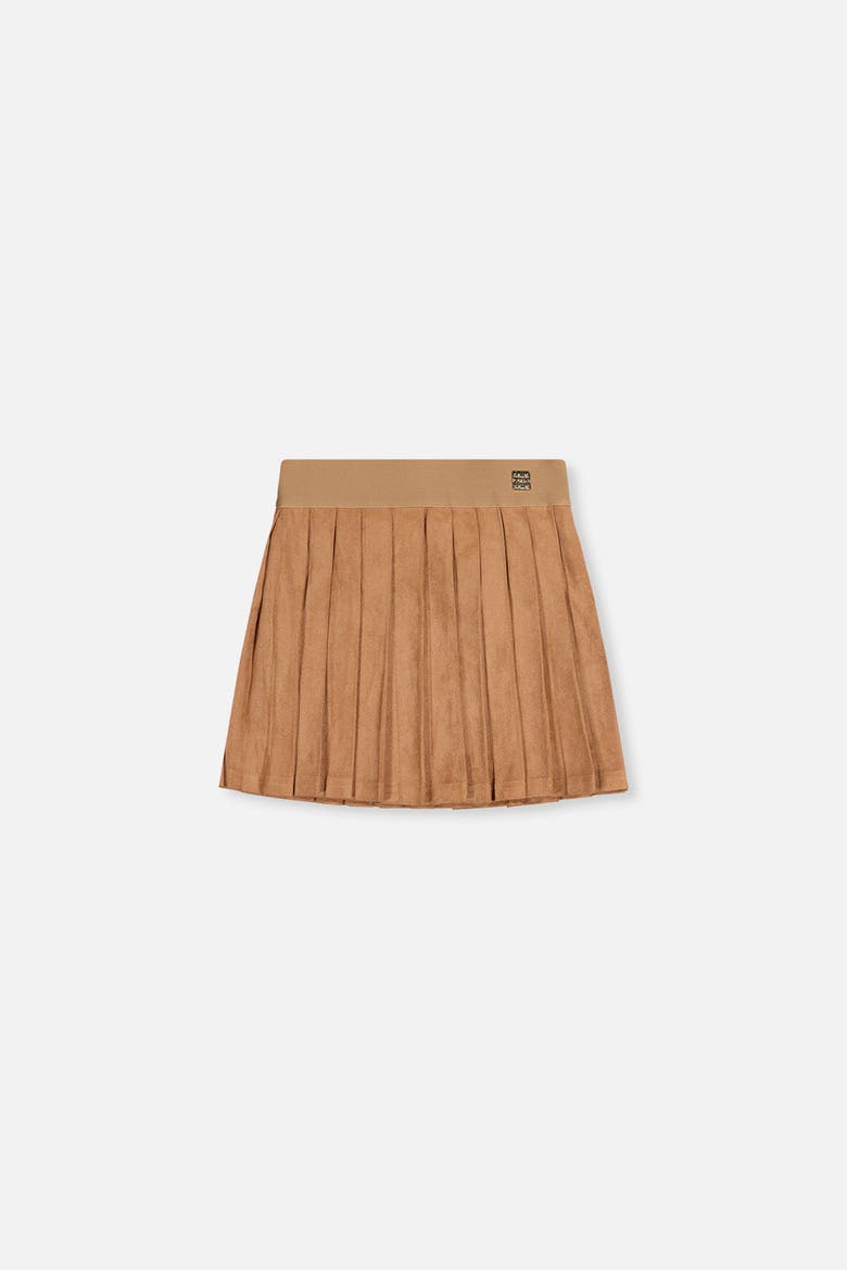 Suede Knife Pleat Elastic Waistband Skirt, Main, color, Brown