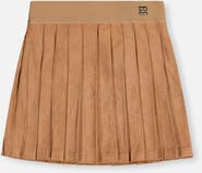 Deux par Deux Suede Knife Pleat Elastic Waistband Skirt