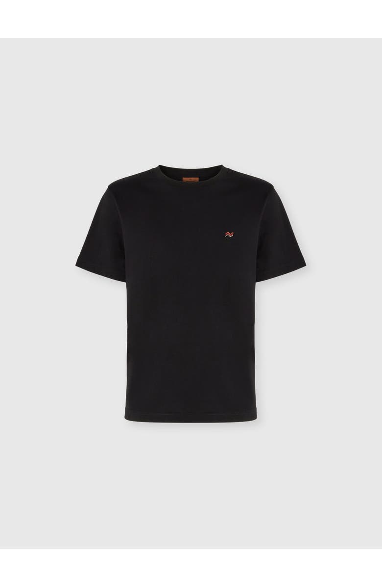 Missoni Crew Neck T-shirt In Cotton With Embroidery And Logo, Main, color, Black