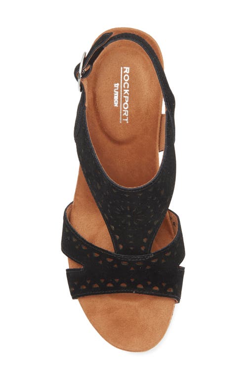 Rockport Belis Laser-cut Platform Wedge Sandal In Black