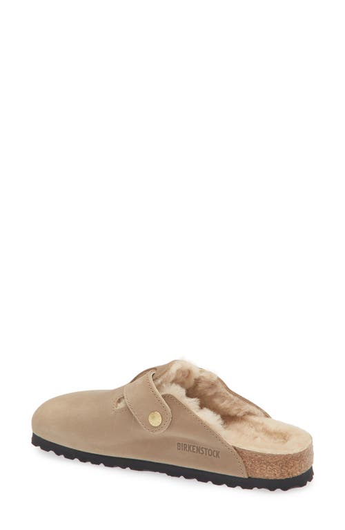 Birkenstock Boston Big Buckle Genuine Shearling Lined Clog In Brown