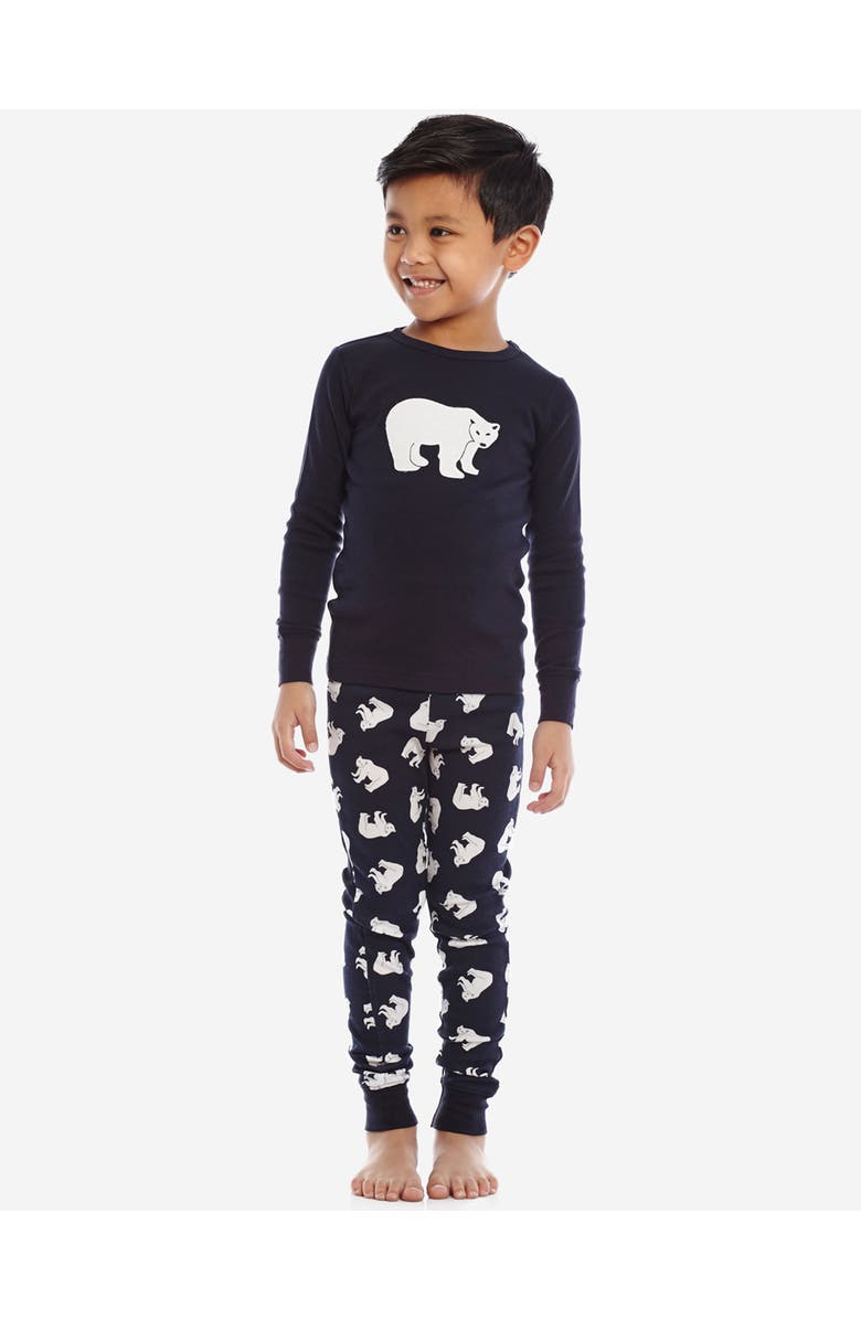 Leveret Two-Piece Printed Cotton Holiday Pajamas, Alternate, color, Polar Bear