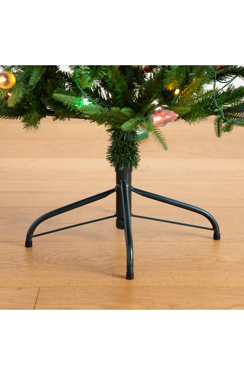 NEARLY NATURAL 4-ft Pre-Lit Artificial Luxembourg Pine Christmas Tree with 120 Multicolored Traditional Bulb LED Lights, Alternate, color, Green