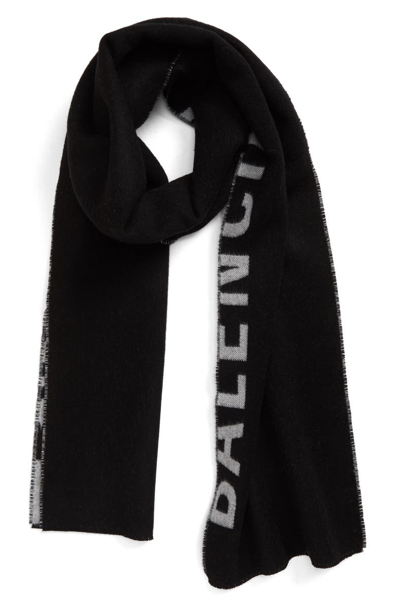 Balenciaga Logo Wool Scarf, Alternate, color, 