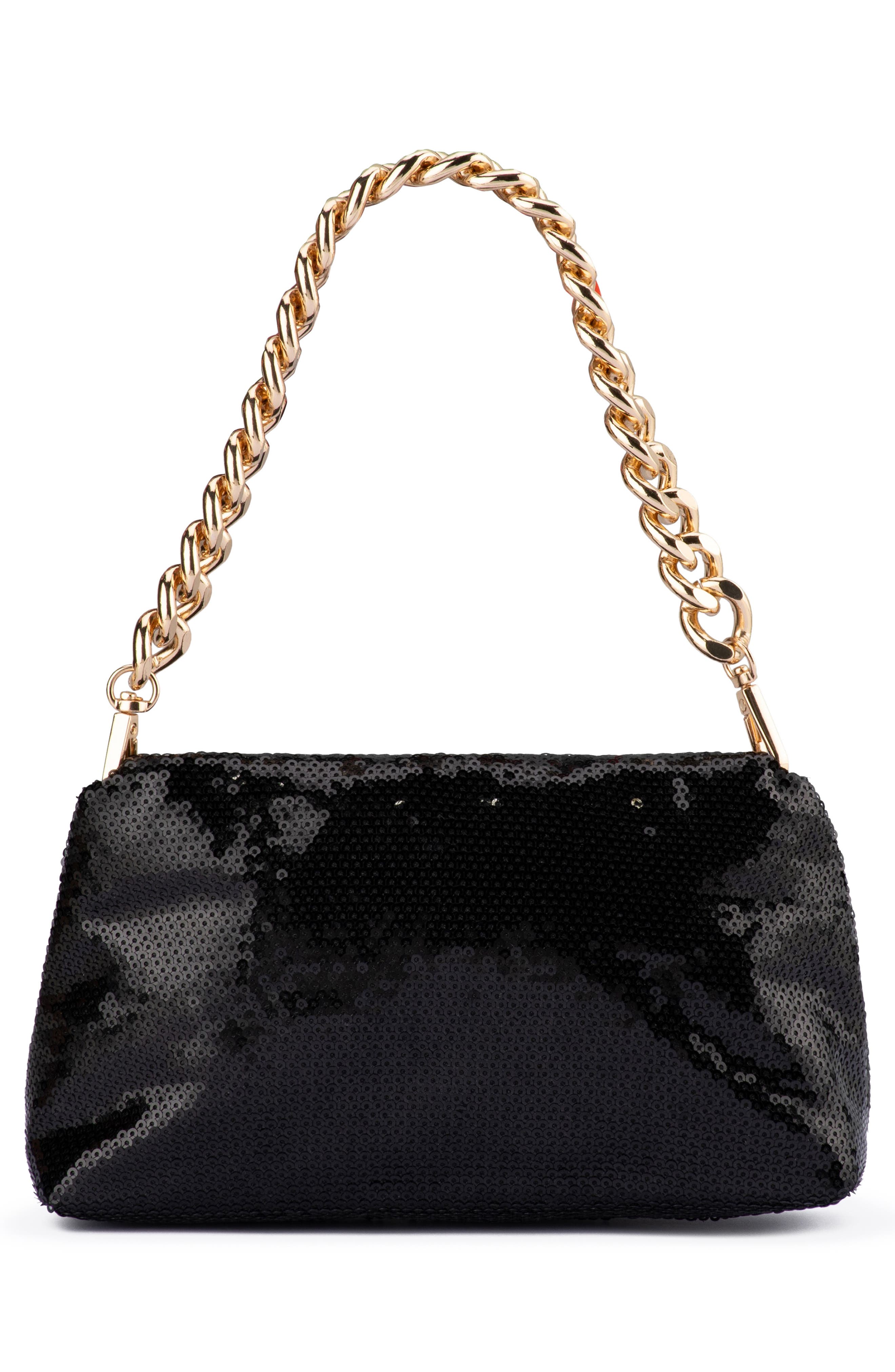 Olga Berg Lily Sequin Shoulder Bag, Alternate, color, Black