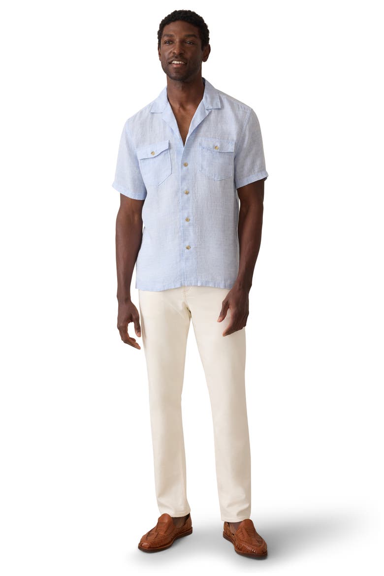 Reserve Basque Linen Camp Shirt, Alternate, color, LIGHT BLUE MELANGE