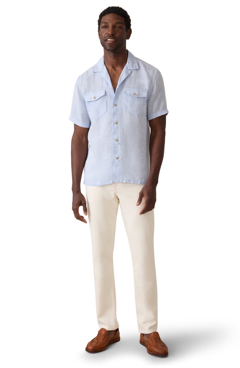 Faherty Reserve Basque Linen Camp Shirt, Alternate, color, Light Blue Melange