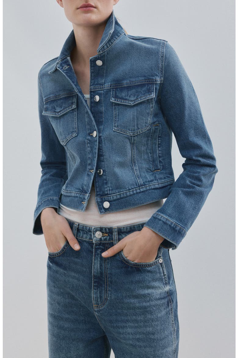 Crop Jean Jacket, Main, color, MEDIUM BLUE