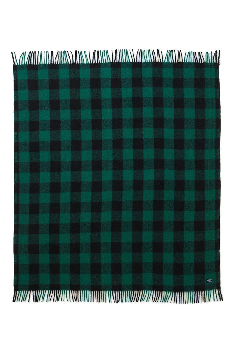 'Buffalo Plaid' Wool Throw Blanket, Alternate, color, GREEN/ BLACK