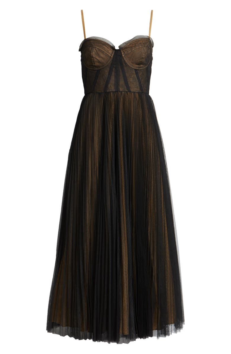 Hutch Corset Pleated Maxi Dress, Alternate, color, Black/ Tan