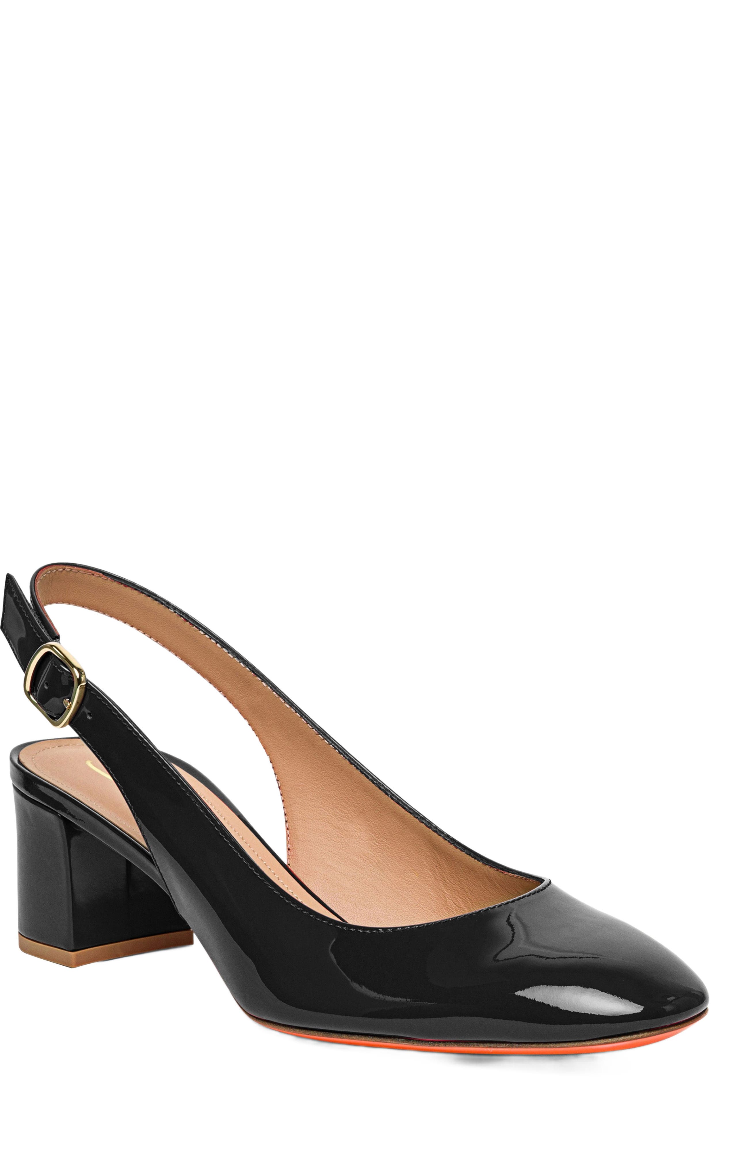 Santoni Women's patent leather mid-heel slingback, Alternate, color, 