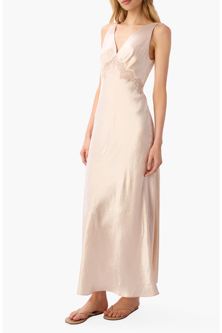 Rehka Sleeveless Lace & Satin Maxi Dress, Alternate, color, OAT