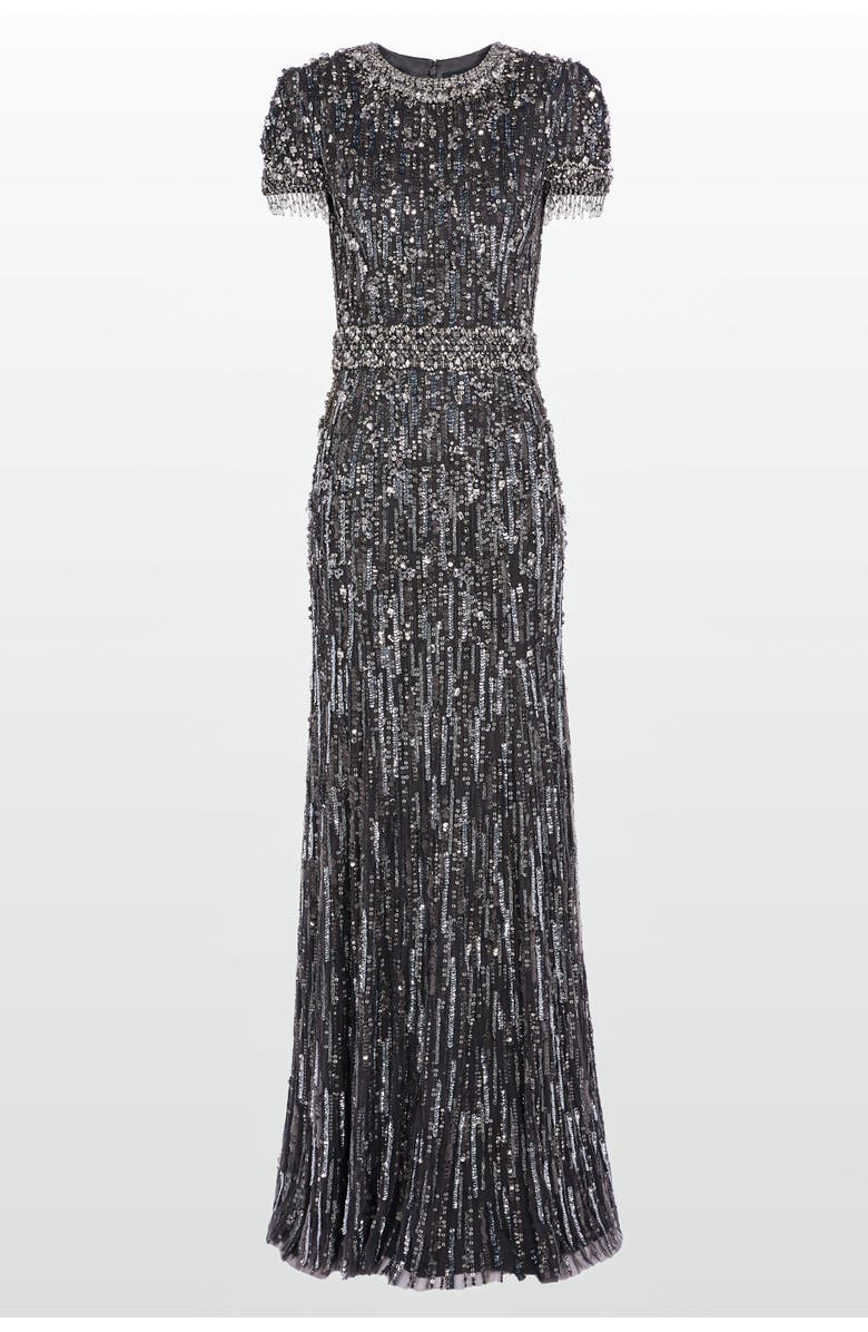Jenny Packham Roxy Gown, Main, color, Shadow Grey