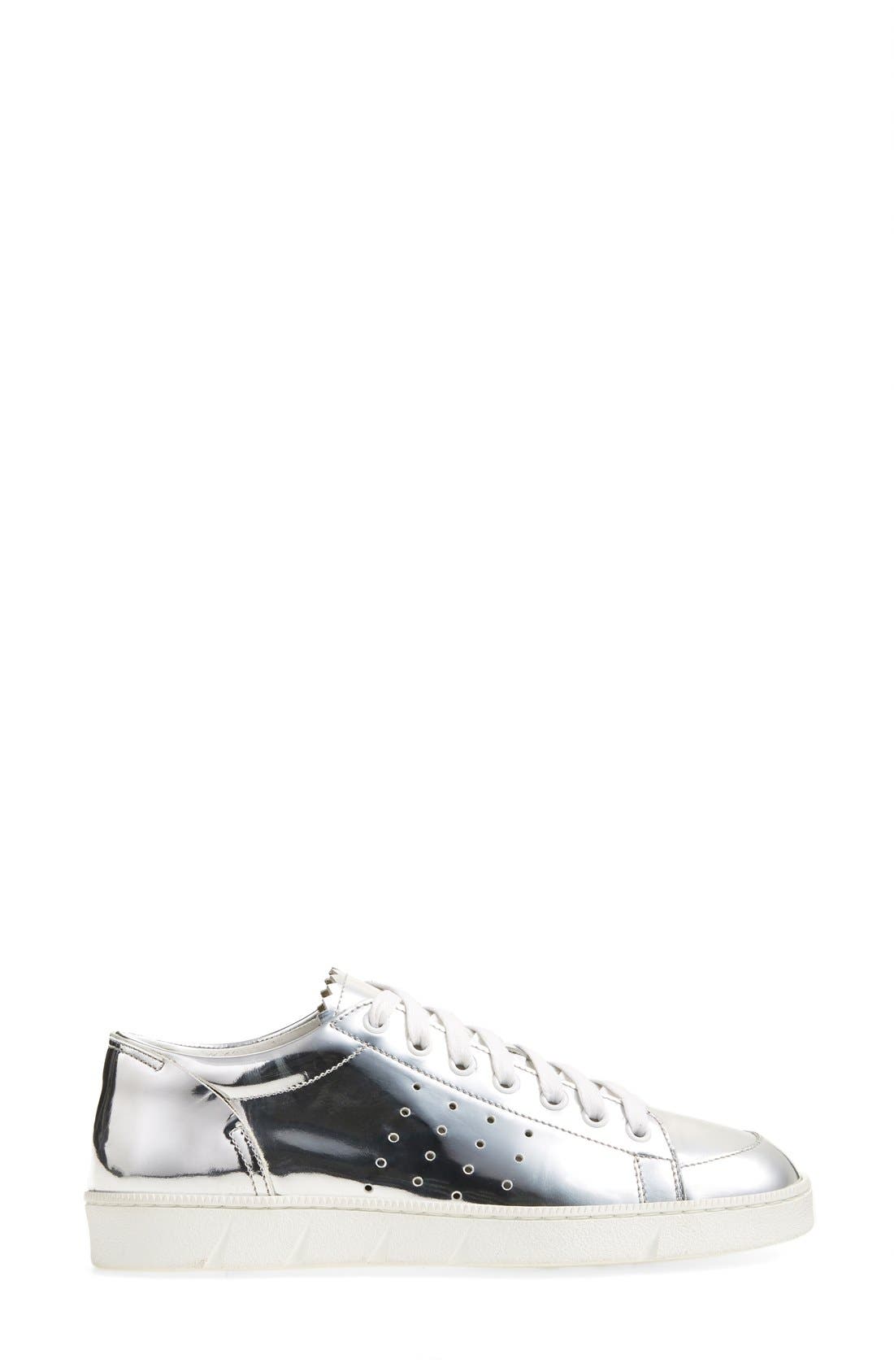 Sneaker, Alternate, color, SILVER LEATHER