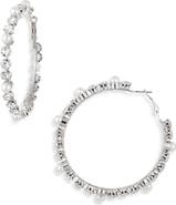 Tasha Faux Pearl & Crystal Hoop Earrings