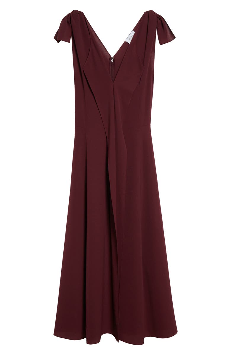 ST. JOHN Ruffle Sleeveless Stretch Crepe A-Line Dress, Alternate, color, Garnet