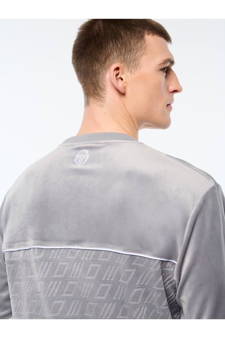 Bandiera Debossed Velour Crewneck, Alternate, color, SLEET