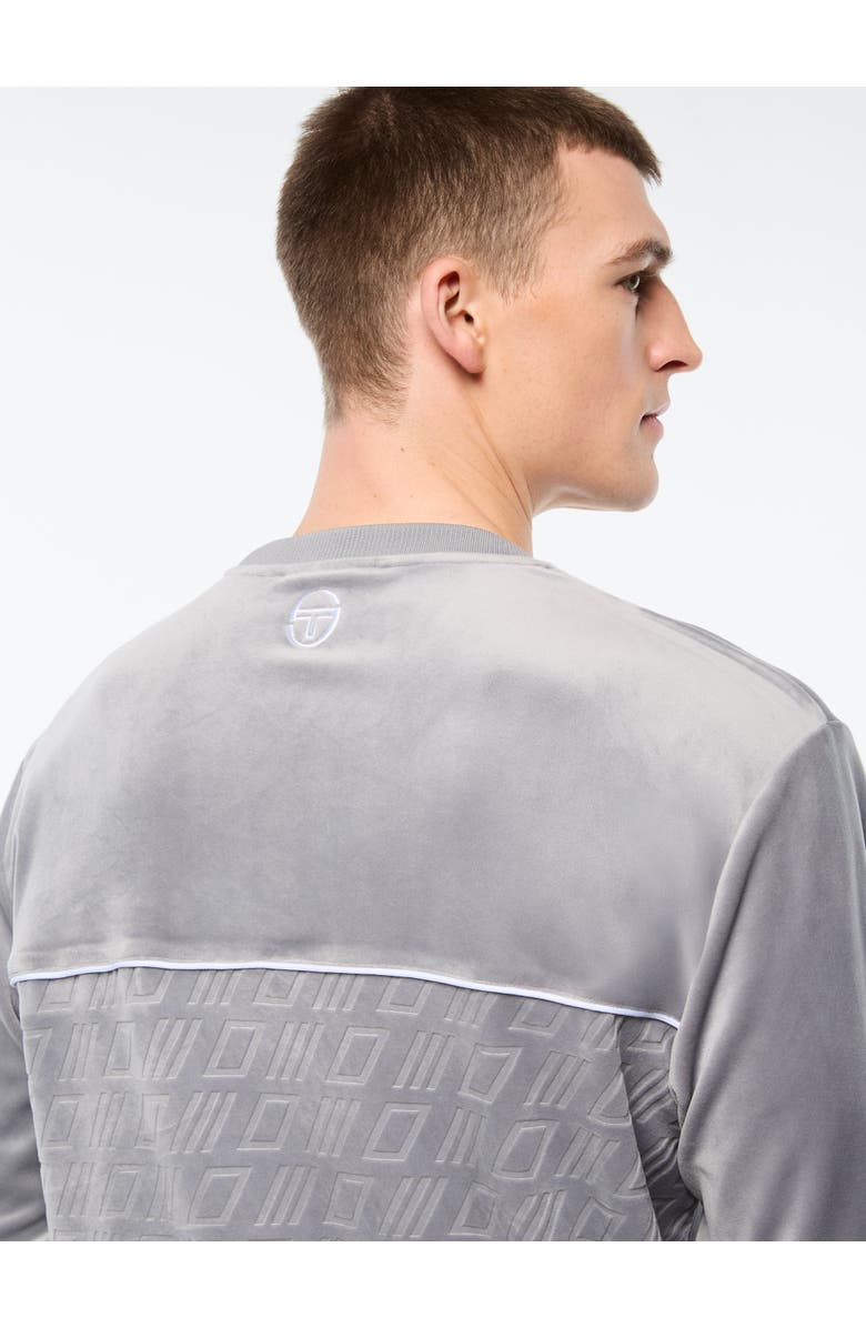 Sergio Tacchini Bandiera Debossed Velour Crewneck, Alternate, color, Sleet