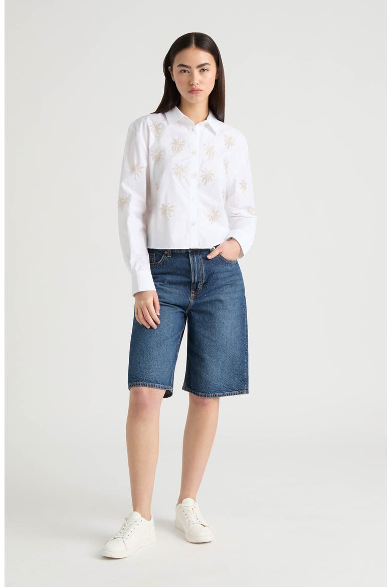 Poplin Beaded Shirt, Alternate, color, WHITE