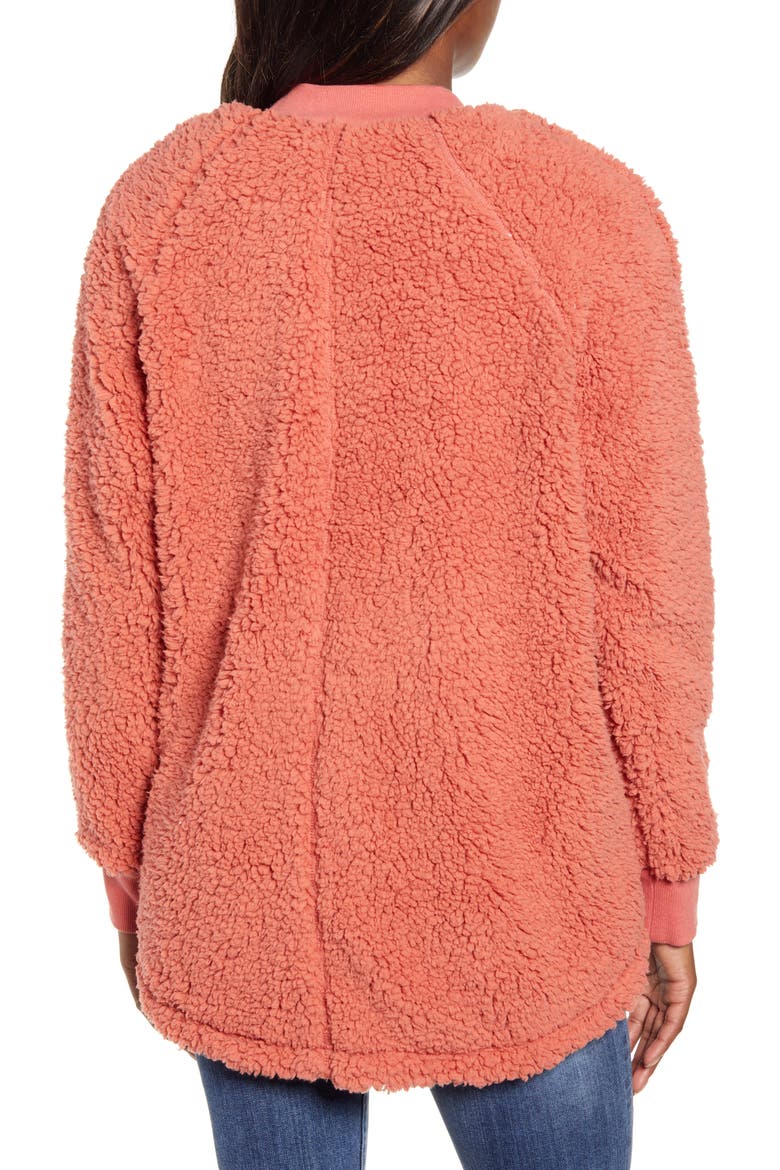 Long Faux Fur Jacket, Alternate, color, PINK DESERT