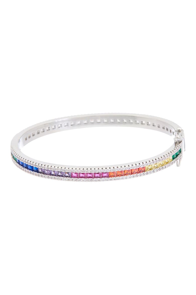 Rainbow Cubic Zirconia Tennis Bracelet, Main, color, SILVER