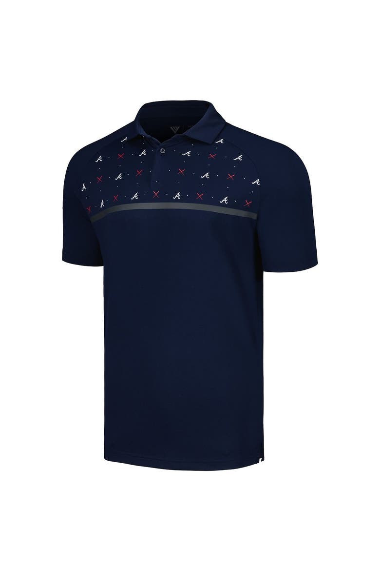 Men's Levelwear Navy Atlanta Braves Sector Batter Up Raglan Polo, Alternate, color, Navy
