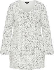 City Chic Paislee Sequin Long Sleeve Dress