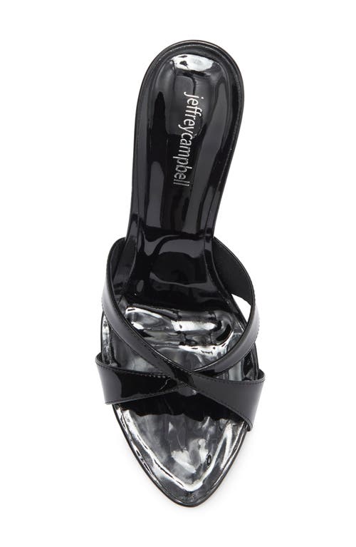 Jeffrey Campbell Symone Pointed Toe Slide Sandal In Black Patent