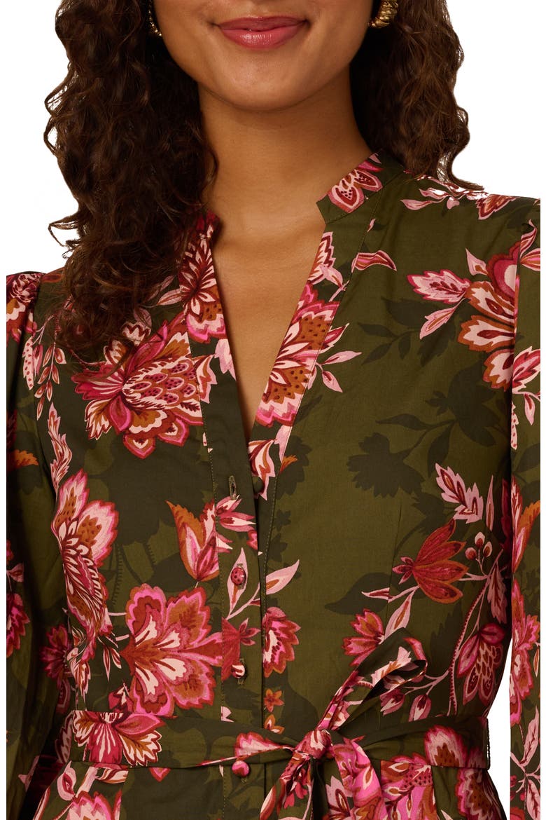 Print Tie Waist Romper, Alternate, color, OLIVE MULTI
