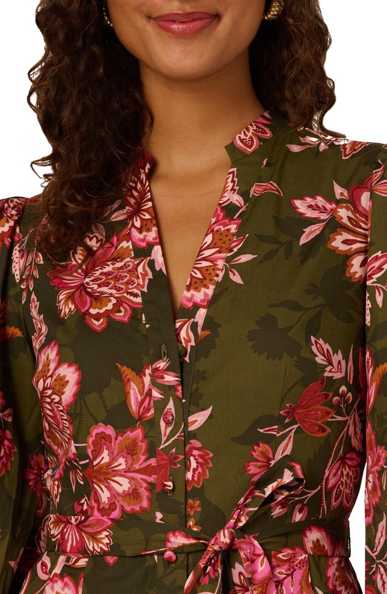 Adrianna Papell Print Tie Waist Romper, Alternate, color, Olive Multi