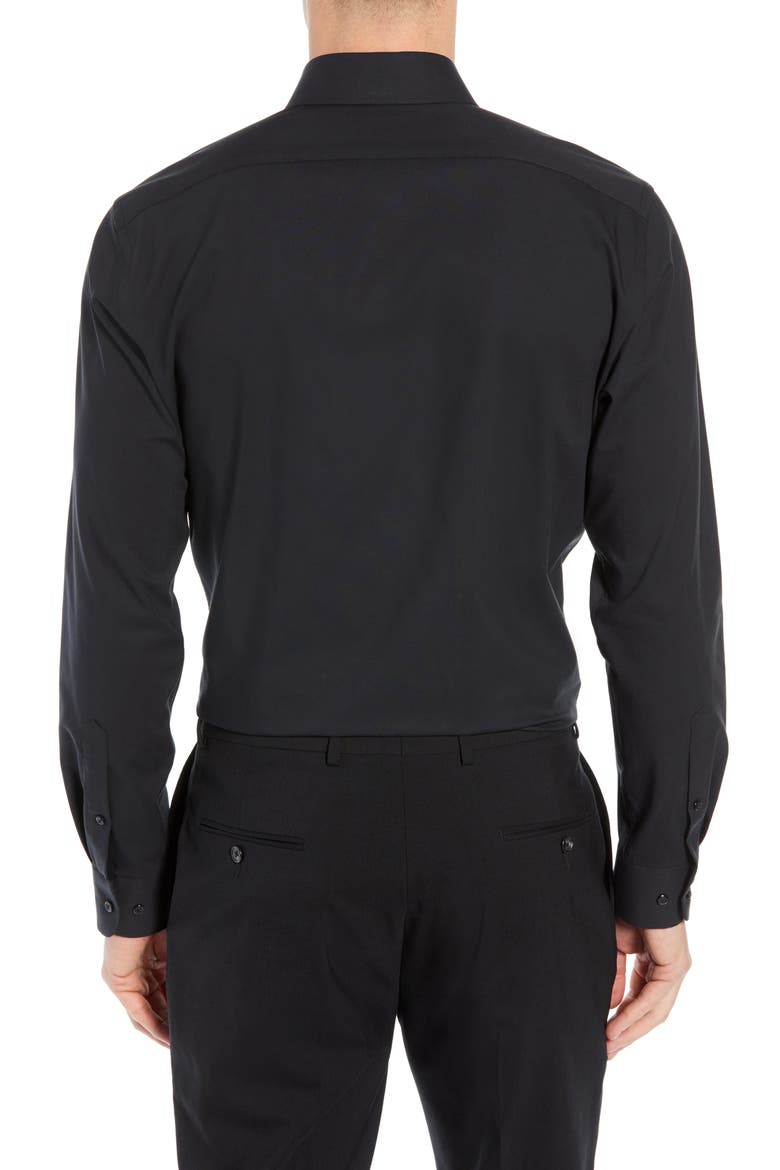 Tech-Smart Trim Fit Stretch Pinpoint Dress Shirt, Alternate, color, BLACK ROCK