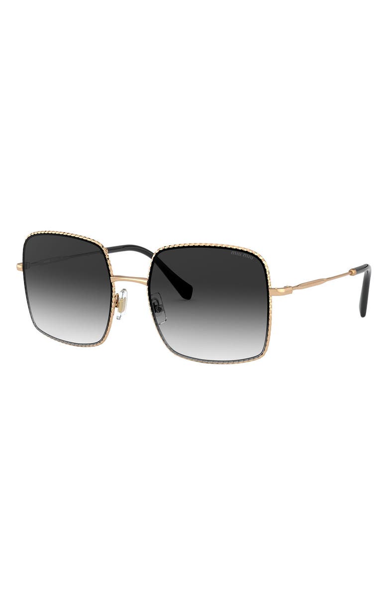 Miu Miu 56mm Gradient Rectangular Sunglasses, Alternate, color, Antique Gold/Grey Gradient