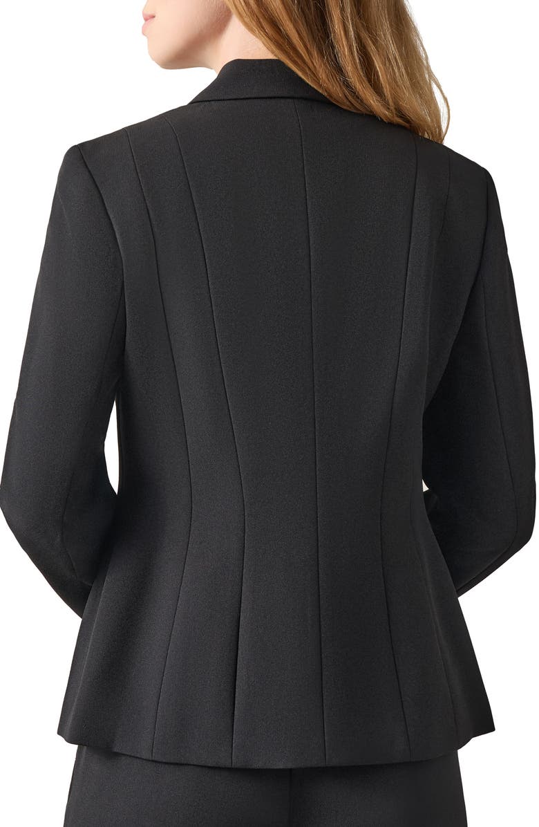 KASPER Stretch Crepe One-Button Blazer, Alternate, color, Black