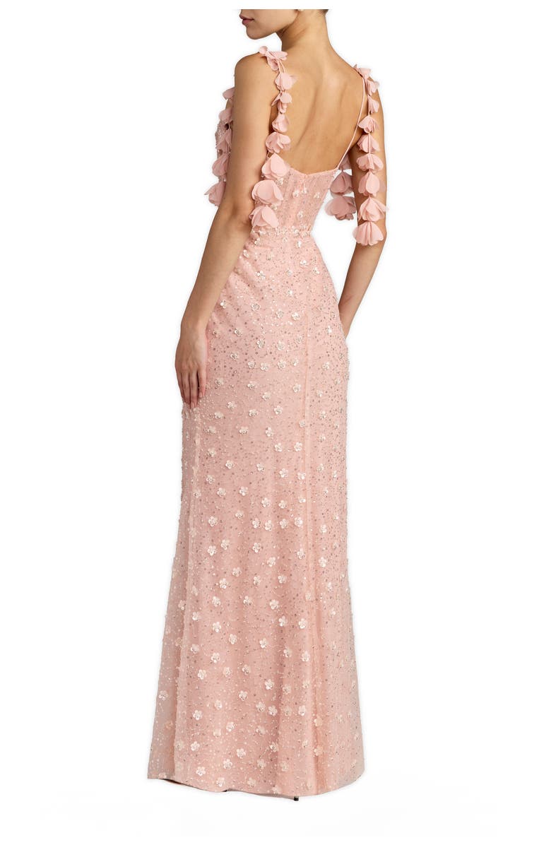 Mac Duggal Sleeveless Sequin Column Gown With Floral Detail, Alternate, color, Rose Gold