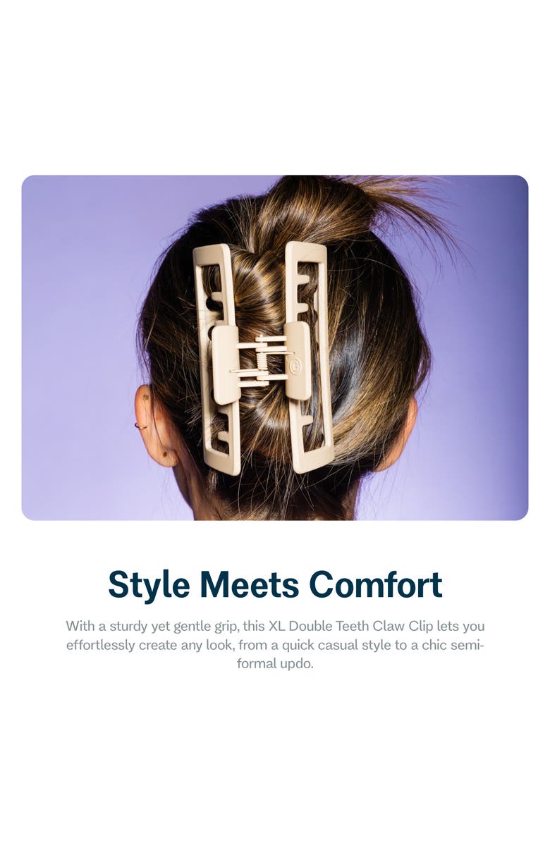 Gimme Beauty Thick Rectangle Double Teeth Claw Clip, Alternate, color, Beige