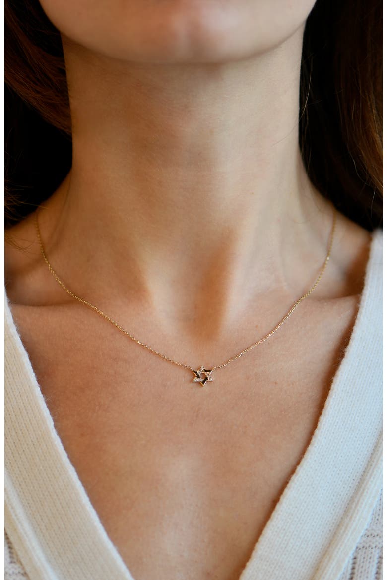 Love Letter Pavé Diamond Star of David Necklace, Alternate, color, YELLOW GOLD/ DIAMOND