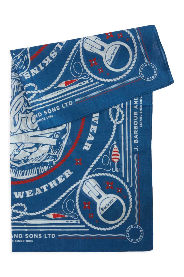 Heritage Print Cotton Bandana Scarf, Alternate, color, SAILBOAT BLUE