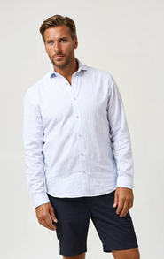 Stone Rose Linen Stripe LS Button-Up Shirt