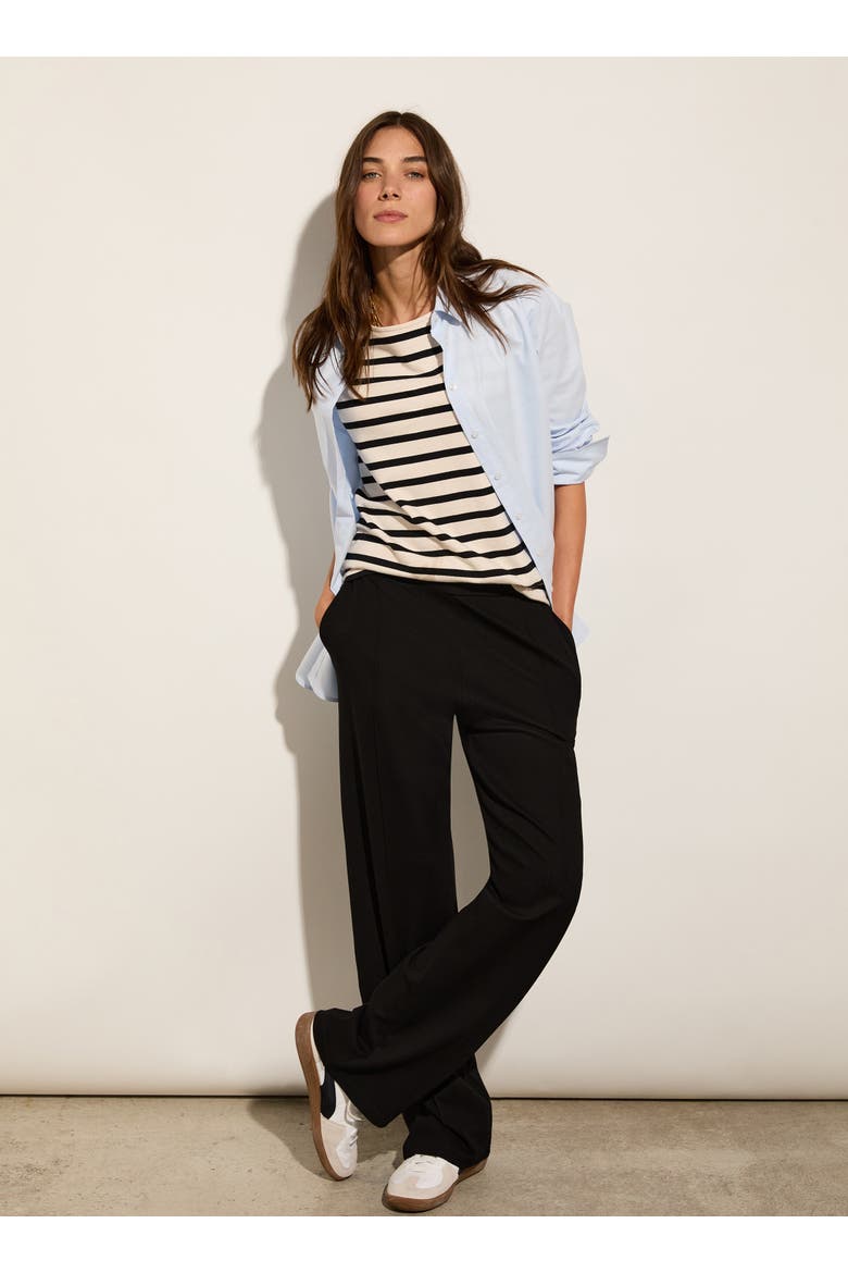 Marian Ponte Wide Leg Trousers, Alternate, color, Caviar Black