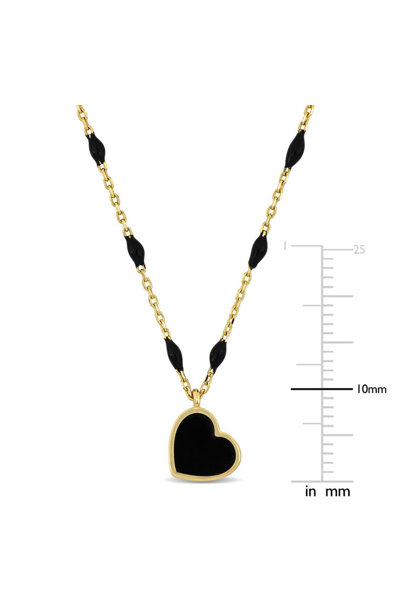 Julianna B. Black Enamel Heart Station Necklace 14K Gold, Alternate, color,
