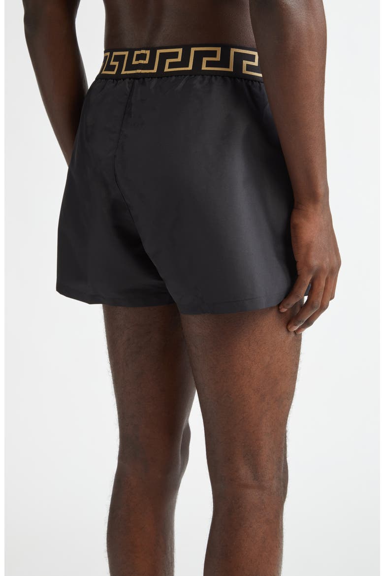 Greca Medusa Swim Trunks, Alternate, color, BLACK GOLD GREEK KEY