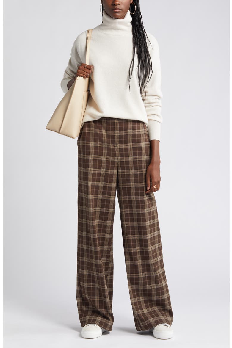 Drapey Plaid Pants, Main, color, BROWN D- BLACK LOUIE PLAID