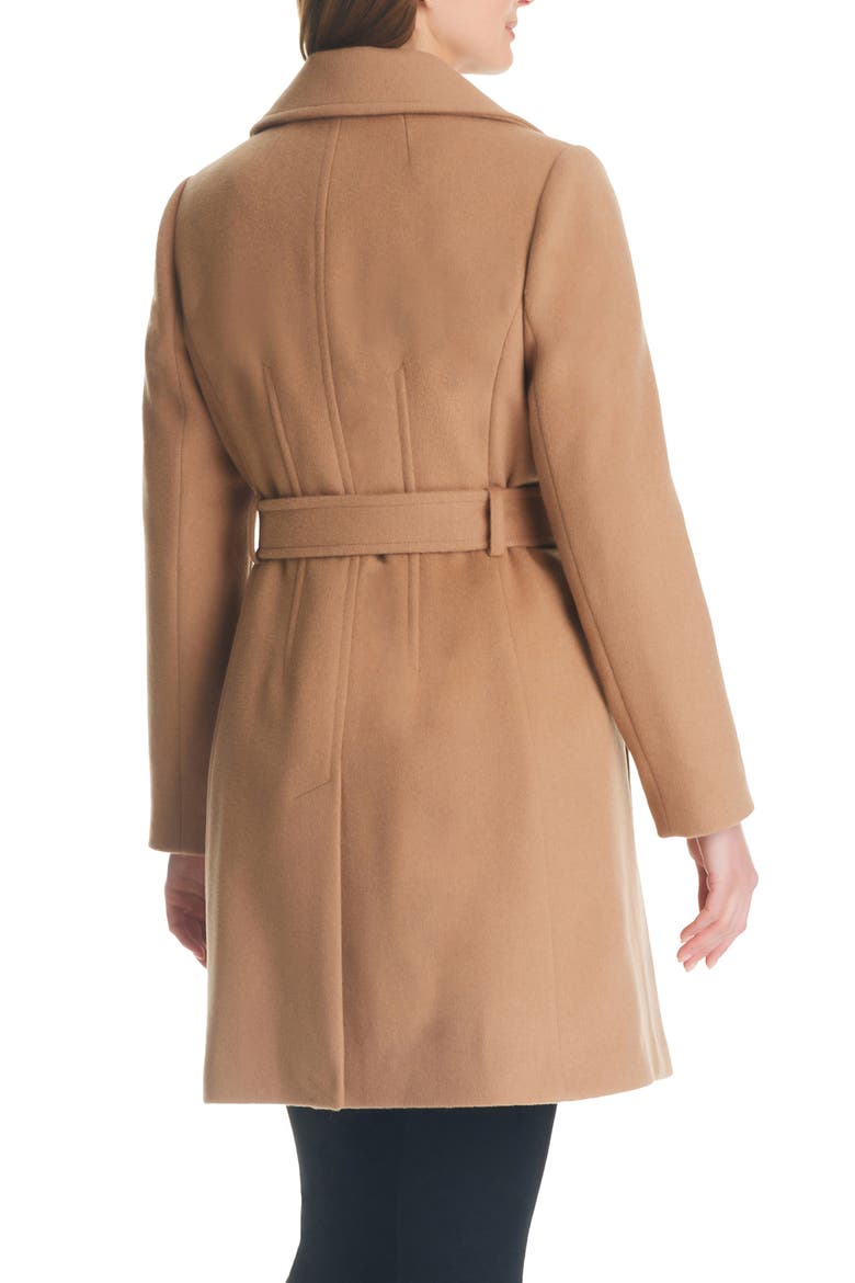 belted wool blend coat, Alternate, color, CAMEL