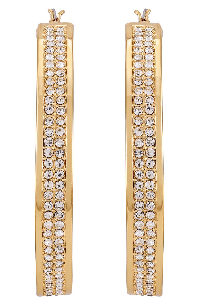 Vince Camuto Pavé Crystal Hoop Earrings, Alternate, color, Gold Tone