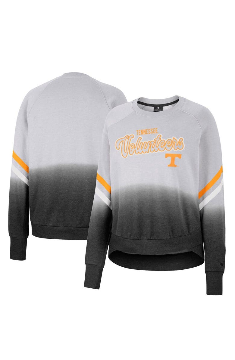 COLOSSEUM Women's Colosseum Gray Tennessee Volunteers Cue Cards Dip-Dye Raglan Pullover Sweatshirt, Main, color,